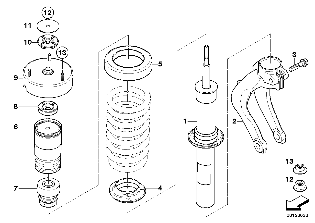 Genuine BMW 31316792929 E70 E71 Spring Strut, Front (Inc. X5 M50dX & X6 50iX) | ML Performance UK Car Parts