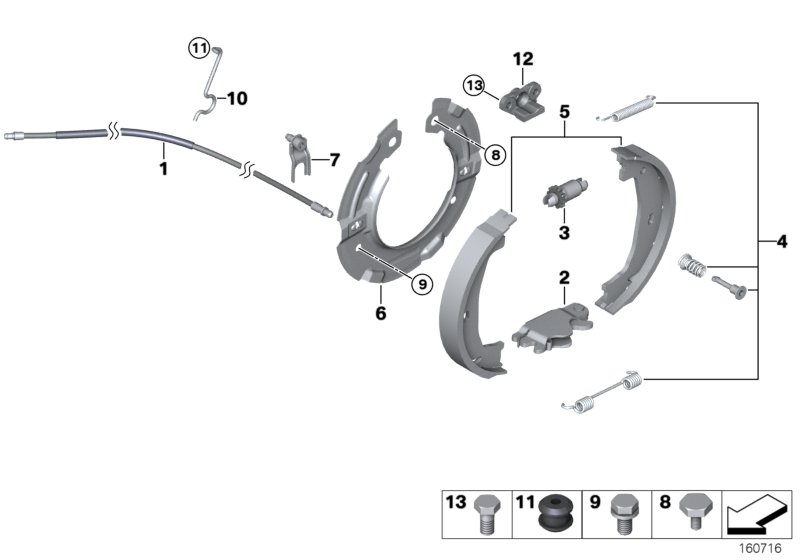 bmw e90 handbrake shoes