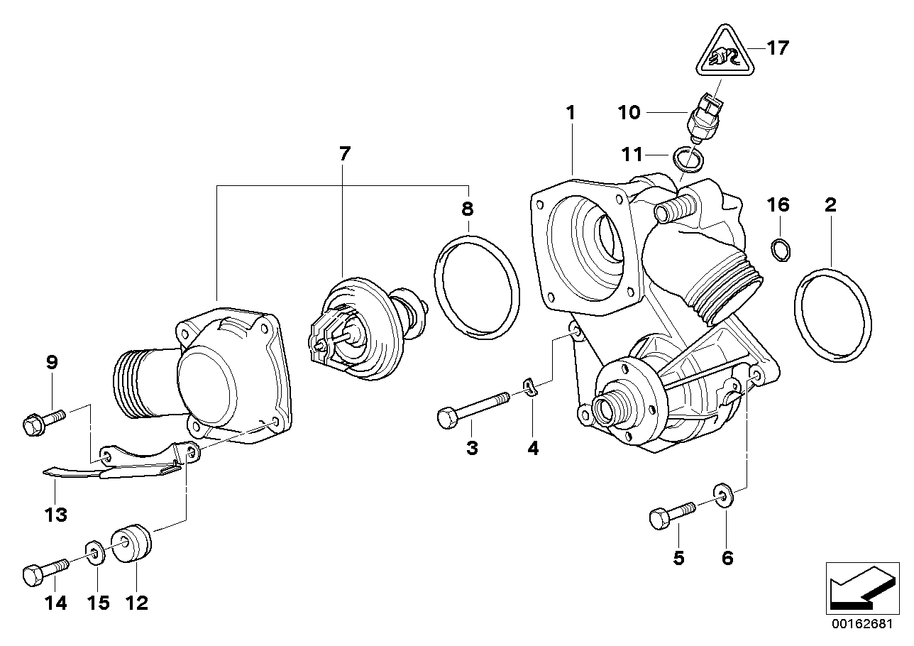 Genuine BMW 11531745922 E38 E31 Connecting Bracket With Thermostat 85CEL (Inc. 750i, 750iL & 750iLS) | ML Performance UK Car Parts