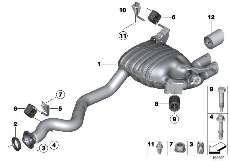 Genuine BMW 18307599744 E82 E88 Rear Muffler With Exhaust Flap (Inc. 135i) | ML Performance UK Car Parts