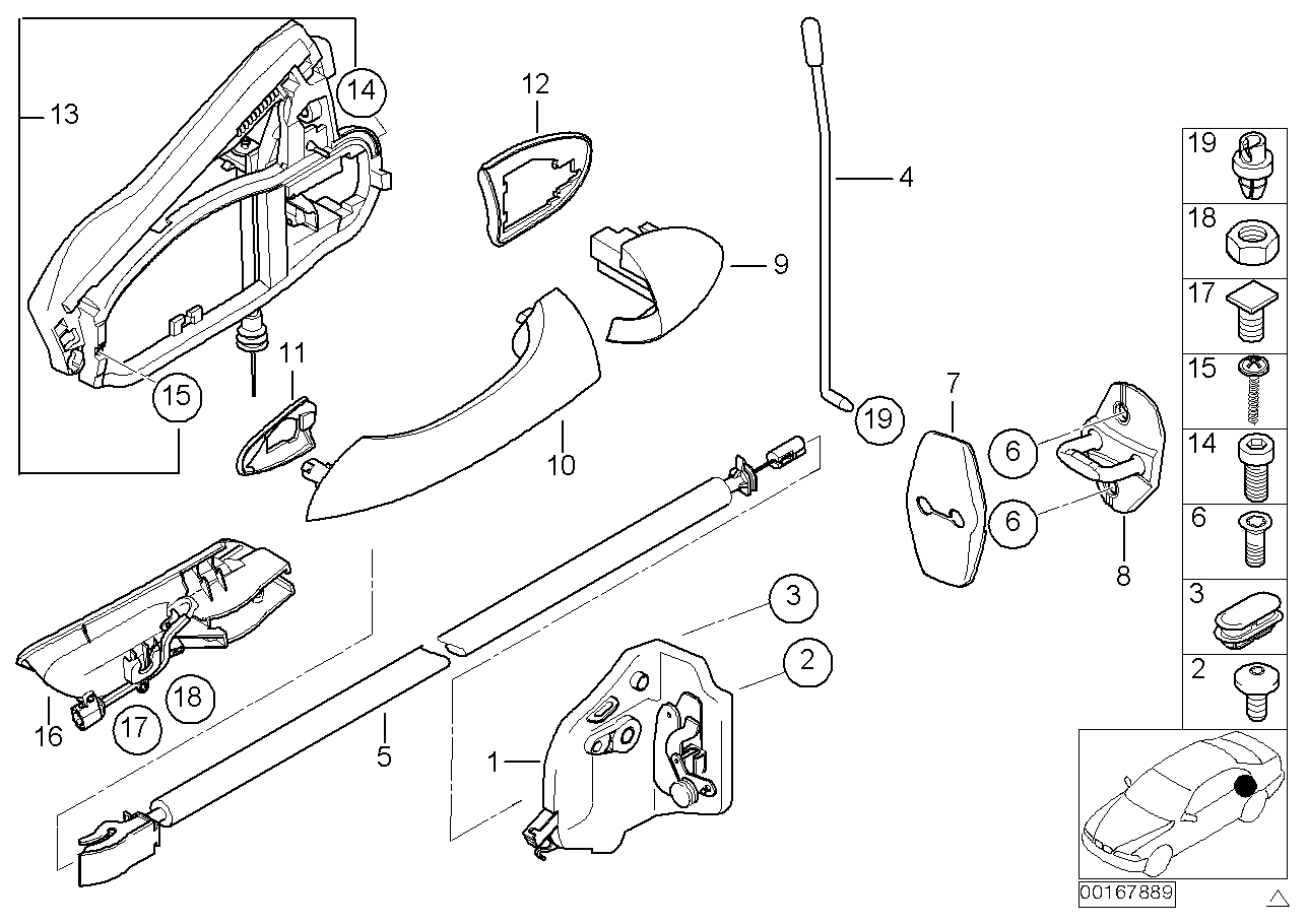 Genuine BMW 51228243635 E53 Carrier, Outside Door Handle, Rear Left (Inc. X5) | ML Performance UK Car Parts