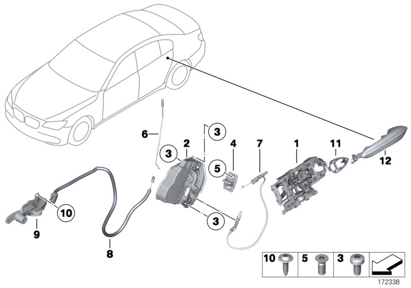 Genuine BMW 51227138403 Rear Door Handle Bowden Cable (Inc. 750LiX 4.4, 750LdX & 740LdX) | ML Performance UK Car Parts