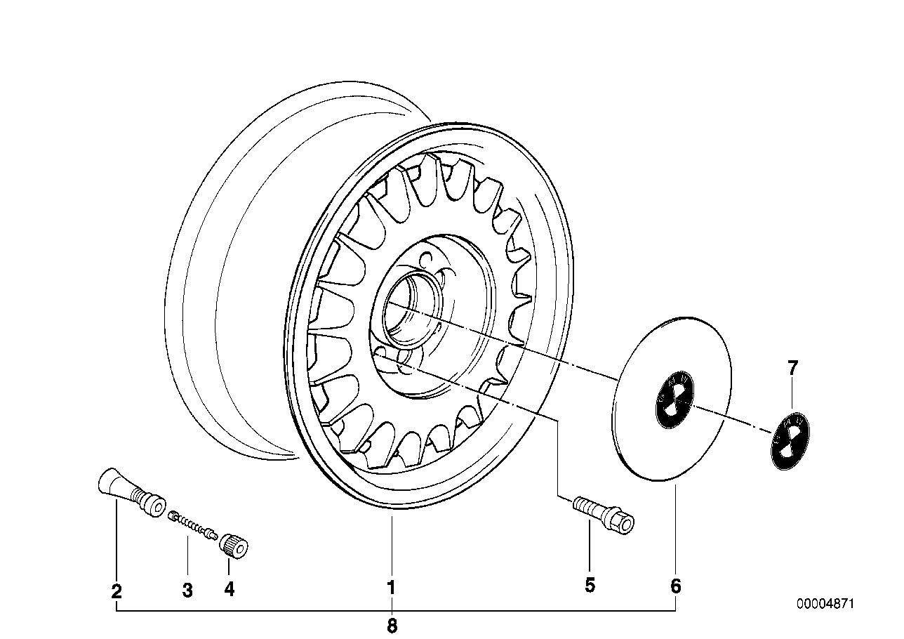 Genuine BMW 36136768641 E32 E34 E24 Hub Cap D=178mm (Inc. 750iL, 635CSi & 735iL) | ML Performance UK Car Parts