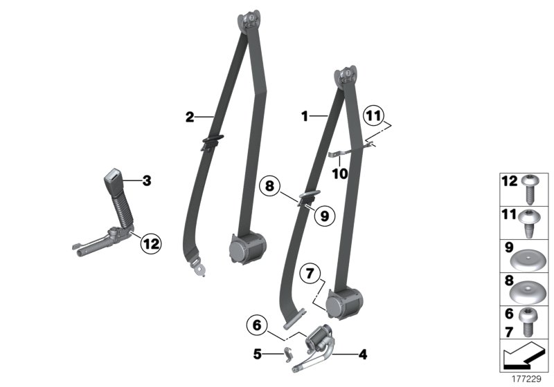 Genuine BMW 72119164055 Upper Belt Front Left SCHWARZ (Inc. 750i, Alpina B7LX & Hybrid 7) | ML Performance UK Car Parts