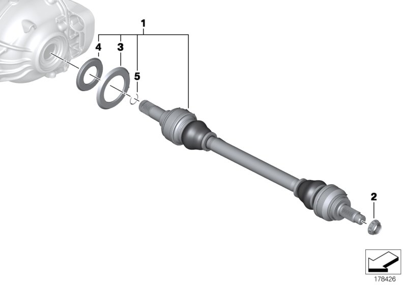 Genuine BMW 33207566086 F02 F13 F07 Output Shaft Right D=38mm (Inc. 750i, 750LiX 4.0 & 535iX) | ML Performance UK Car Parts