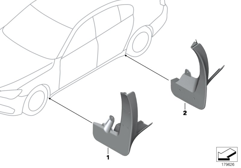 Genuine BMW 82160442939 F01 F02 F04 Set Mud Flaps, Front F01 (Inc. 730d, 750LdX & Hybrid 7L) | ML Performance UK Car Parts