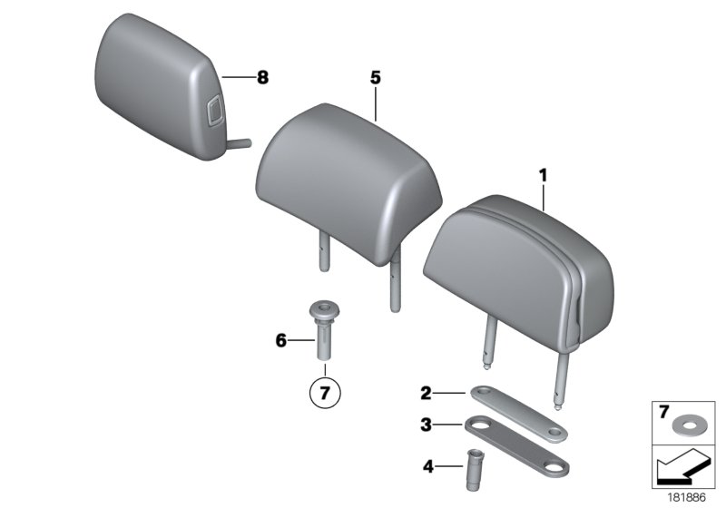 Genuine BMW 52207217145 F03 F01 Guide, Headrest OYSTER (Inc. Alpina B7LX, 730Ld & 740Li) | ML Performance UK Car Parts