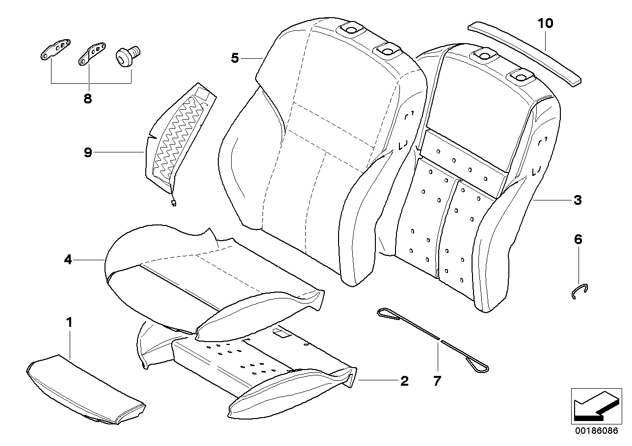 Genuine BMW 52108042185 E64 Leather Cover Sport Backrest Left SILVERSTONE (Inc. M6) | ML Performance UK Car Parts