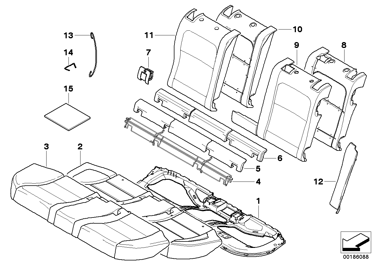 Genuine BMW 52206964848 E61 Cover Backrest Cloth Right ANTHRAZIT (Inc. 530xd, M5 & 525d) | ML Performance UK Car Parts