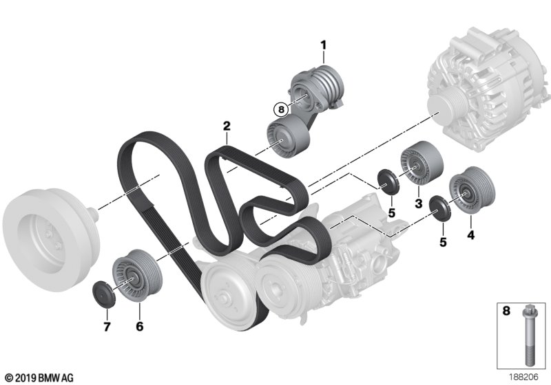 Genuine BMW 11287627052 F02 F01 E71 Belt Tensioner (Inc. 740Li, 740i & X6 35iX) | ML Performance UK Car Parts