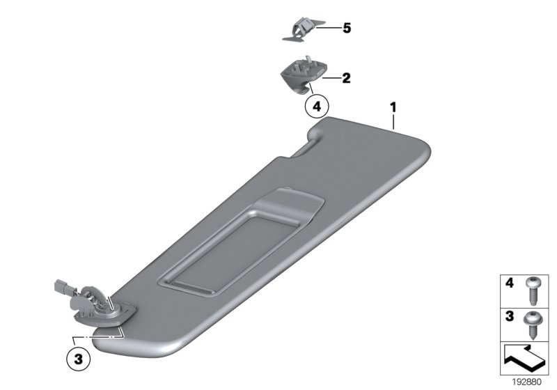 Genuine BMW 51167225918 Sun Visor With Label, Right EVERESTGRAU (Inc. 550iX, 535iX & 550i) | ML Performance UK Car Parts