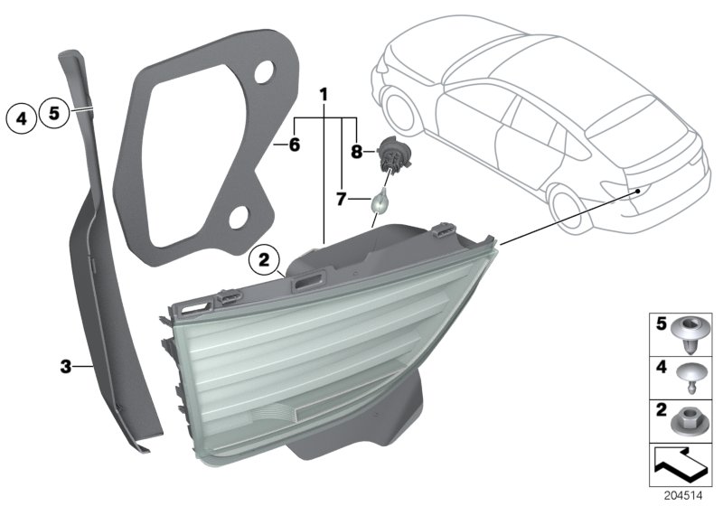 Genuine BMW 63217199638 Rear Light In Trunk Lid, Right (Inc. 550i, 530d & 550iX 4.4) | ML Performance UK Car Parts