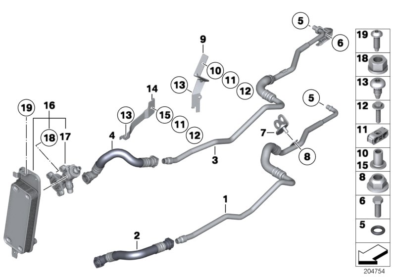 Genuine BMW 17227575457 Oil Cooling Pipe Inlet (Inc. 750iX & 750LiX) | ML Performance UK Car Parts