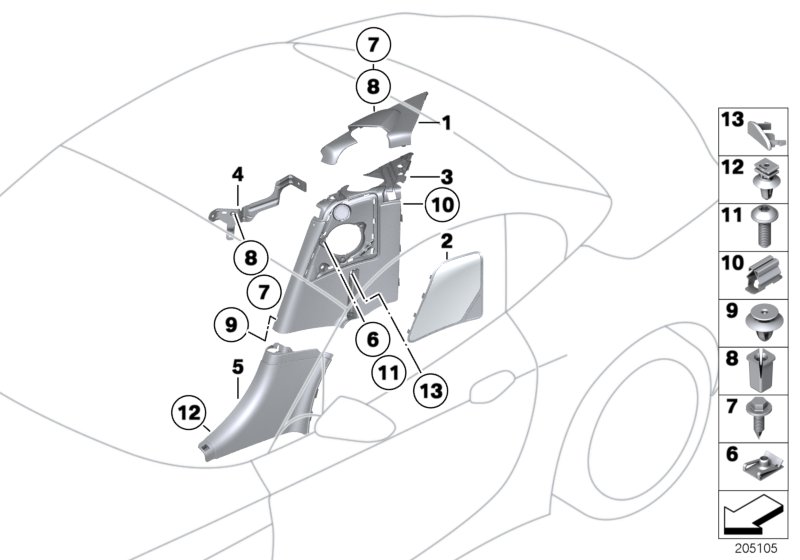 Genuine BMW 51439121824 E89 Lateral Trim Panel Rear Right (Inc. Z4 35i, Z4 23i & Z4 30i) | ML Performance UK Car Parts