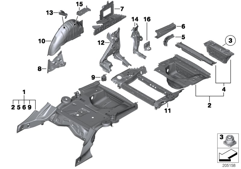 Genuine BMW 41127228413 F11 F07 Reinforcement For Side Member, Left (Inc. 528iX) | ML Performance UK Car Parts