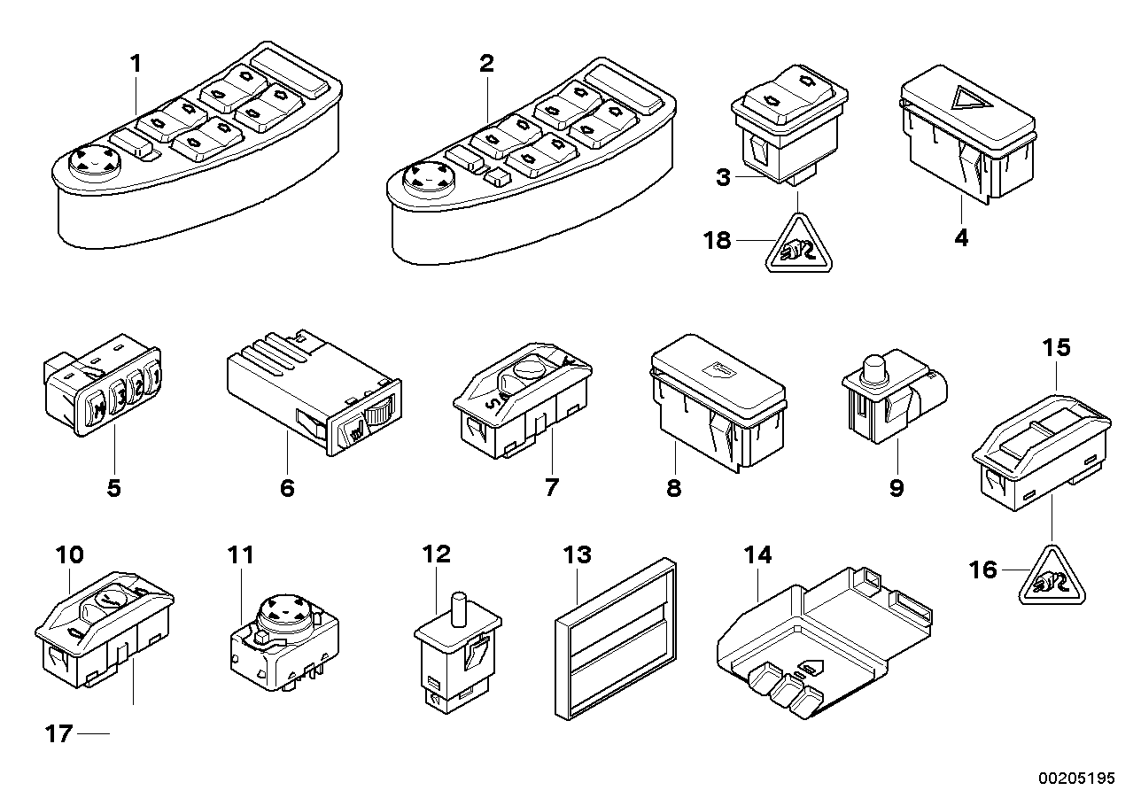 Genuine BMW 61318352281 E38 Central Locking System Switch (Inc. 750i, 730i & 735iL) | ML Performance UK Car Parts