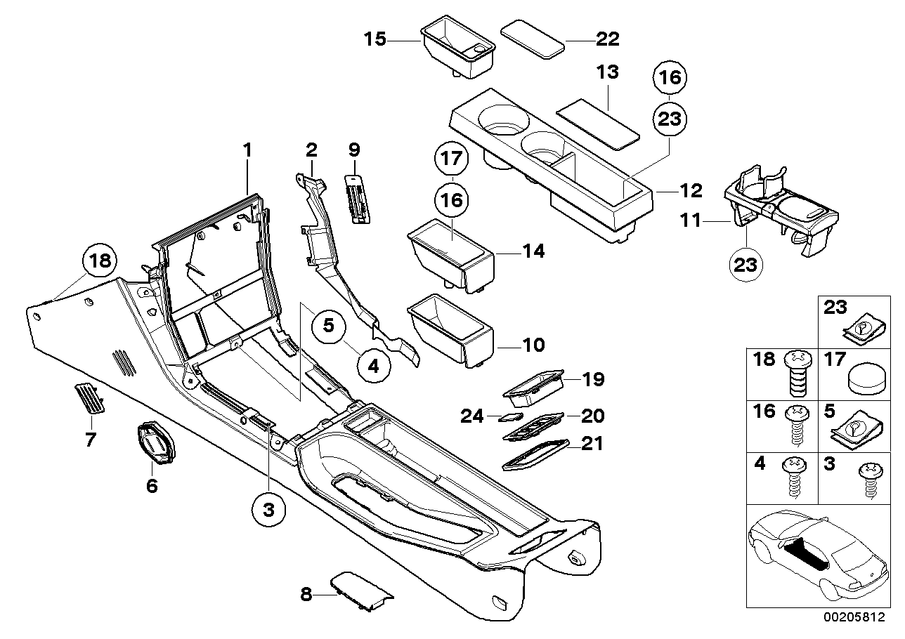 Genuine BMW 51168407217 E36 Console SCHWARZ (Inc. Z3) | ML Performance UK Car Parts