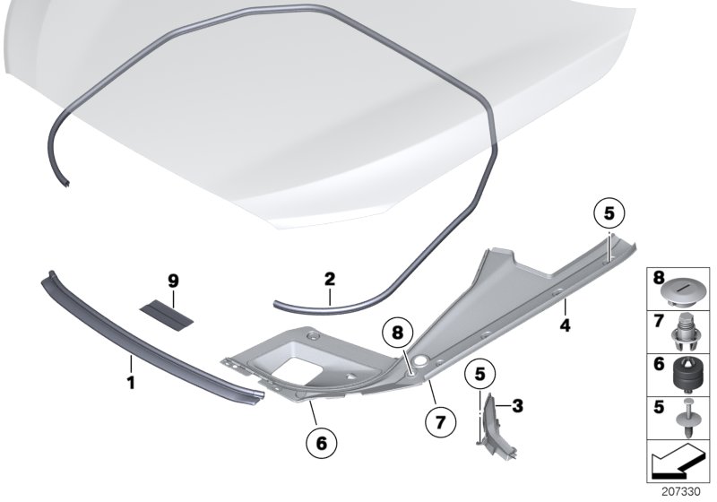 Genuine BMW 51767199435 Seal, Engine Bonnet, Front (Inc. 740dX, 530d & Alpina B7) | ML Performance UK Car Parts