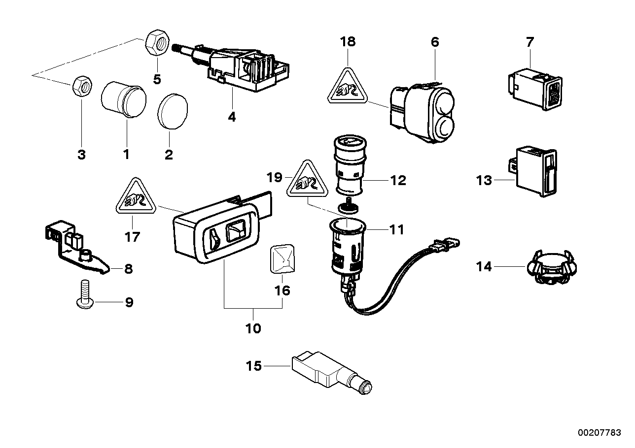 Genuine BMW 61318389880 E36 Light Switch Button CHROM (Inc. Z3) | ML Performance UK Car Parts