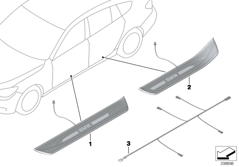 Genuine BMW 51477193475 Cover, Door Sill, Lighted, Rear Left BMW (Inc. 530dX, 535iX & 550iX 4.0) | ML Performance UK Car Parts