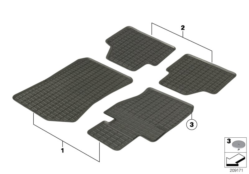 Genuine BMW 51472336798 E84 Floor Mats, All-Weather, Front S-DRIVE LHD (Inc. X1 16d, X1 20d & X1 20i) | ML Performance UK Car Parts