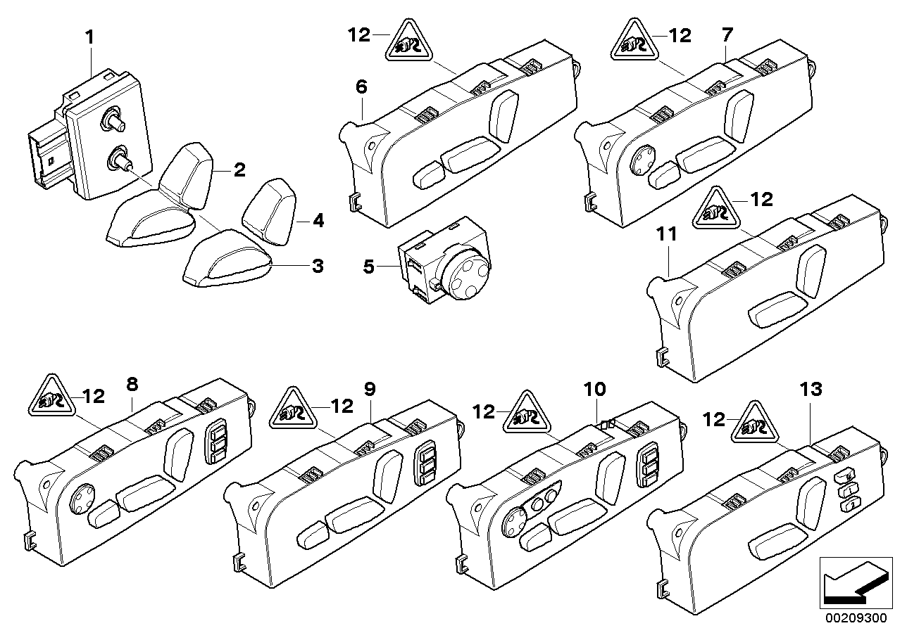 Genuine BMW 61319275066 E60 E72 Switch Seat Adjusting Front Right (Inc. X5 M50dX, 520i & 525xi) | ML Performance UK Car Parts