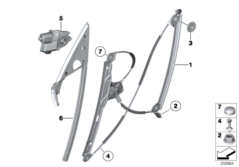 Genuine BMW 51337197919 F07 Window Lifter Without Motor,Front Left (Inc. 550i, 530d 155kW & 530d) | ML Performance UK Car Parts