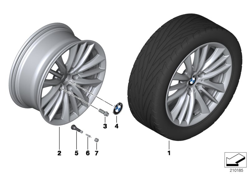 Genuine BMW 36116791384 F13 Gloss-Turned Light Alloy Rim 9JX19 ET:44 (Inc. 550iX, 523i & 535dX) | ML Performance UK Car Parts