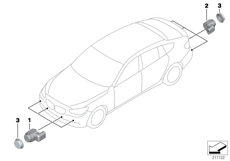 Genuine BMW 66209233042 Ultrasonic Sensor, Damask Red WB03 (Inc. 530d 155kW, Hybrid 5 & 535dX) | ML Performance UK Car Parts