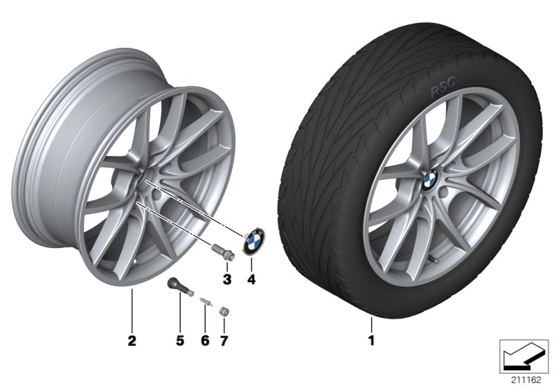 Genuine BMW 36116792598 Gloss-Turned Light Alloy Rim 8 1/2JX20 ET:33 (Inc. 650iX, 523i & 650iX 4.0) | ML Performance UK Car Parts