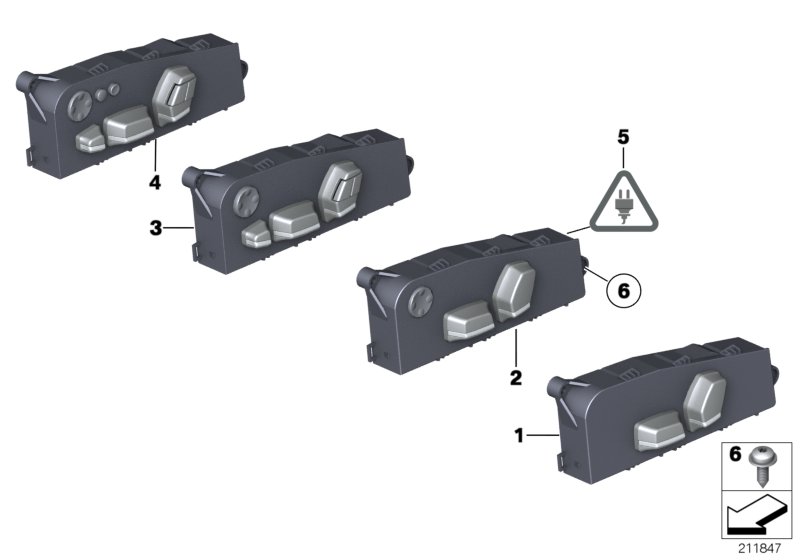 Genuine BMW 61319275077 Switch Seat Adjusting Front Left (Inc. 520d, Hybrid 5 & 535dX) | ML Performance UK Car Parts