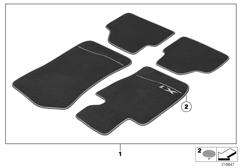 Genuine BMW 51472240928 E84 Set Of Floormats, Textile, Sdrive ANTHRAZIT LHD (Inc. X1 28i, X1 20d & X1 18d) | ML Performance UK Car Parts