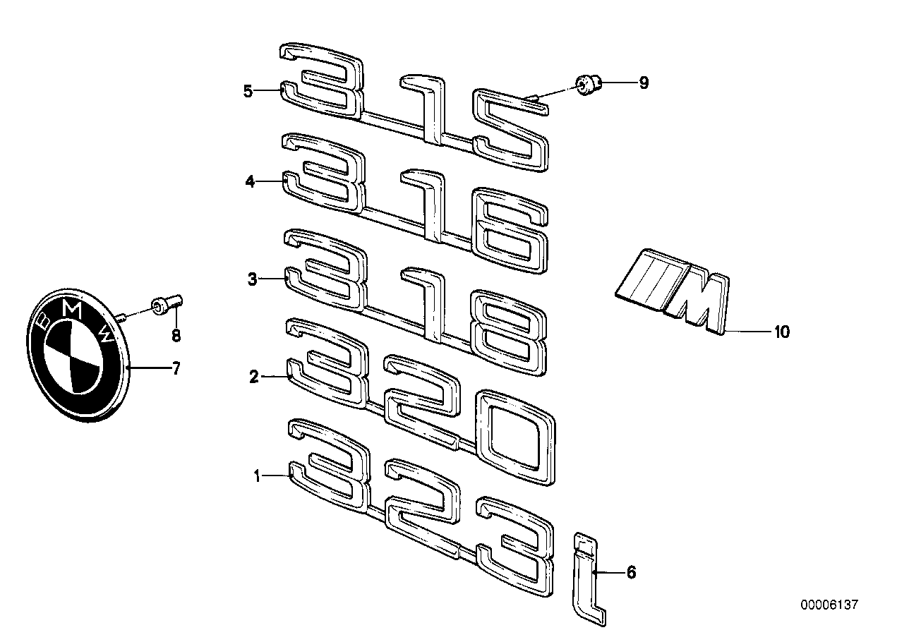 Genuine BMW 51141917739 E30 E31 E32 Letter 