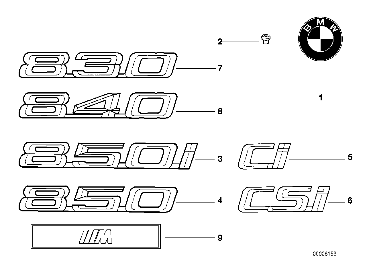 Genuine BMW 51148152850 E31 Emblem Adhered Rear -850- (Inc. 850Ci) | ML Performance UK Car Parts