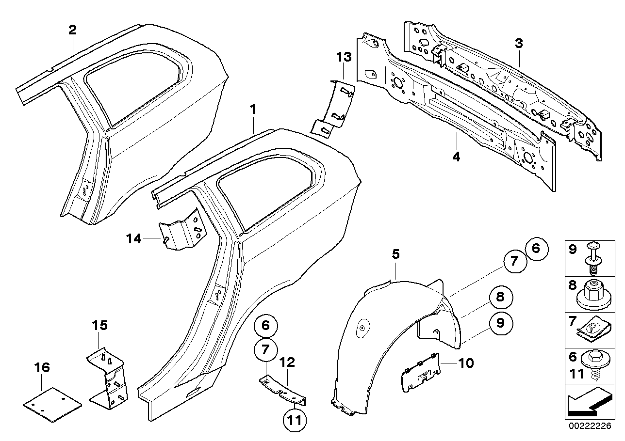 Genuine BMW 41217275582 E61 Reinforcement Plate, C-Pillar, Left (Inc. M5, 530i & 525xi) | ML Performance UK Car Parts