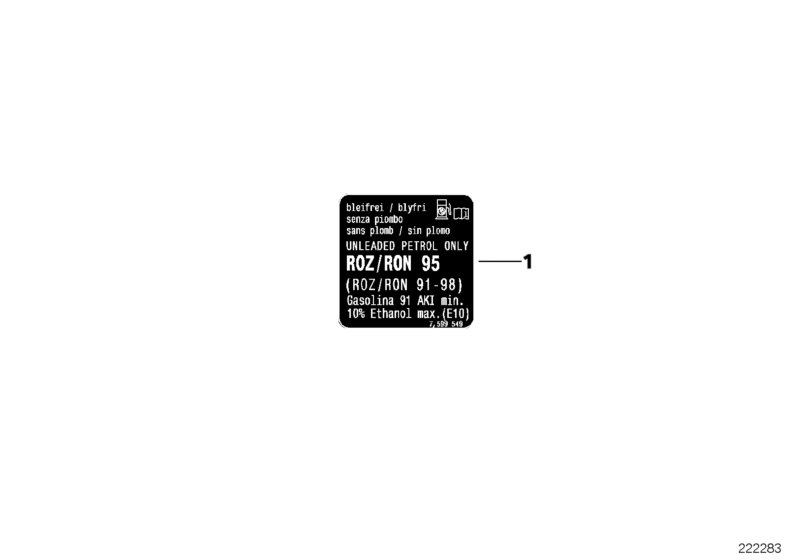 Genuine BMW 71227845407 E82 E93 E90 Notice Label For Fuel ECE/US ROZ98 (Inc. M3, M3 CRT & M Coupé) | ML Performance UK Car Parts