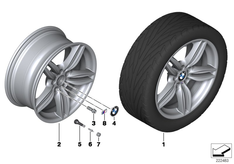 Genuine BMW 36117842653 Disc Wheel, Light Alloy, Decor-Silber 9JX19 ET:44 (Inc. 650iX 4.0, Hybrid 5 & 640iX) | ML Performance UK Car Parts