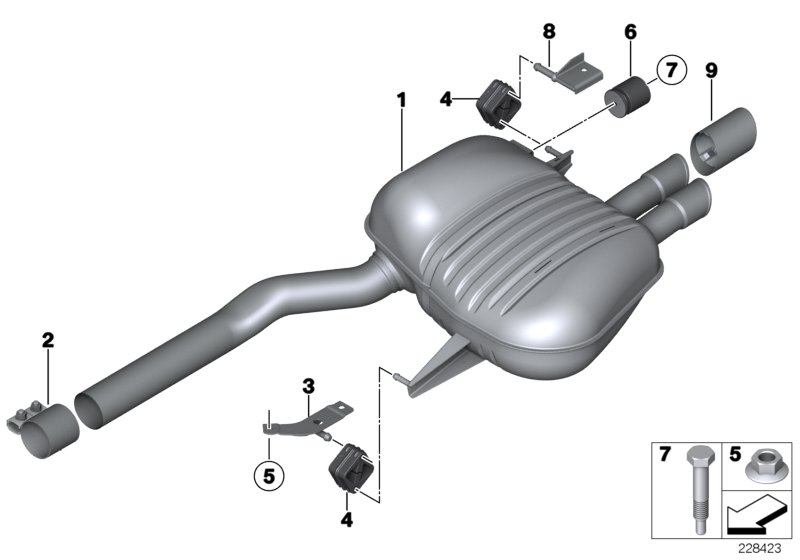 Genuine BMW 18307646923 Rear Muffler (Inc. 523i, 528i & 530i) | ML Performance UK Car Parts