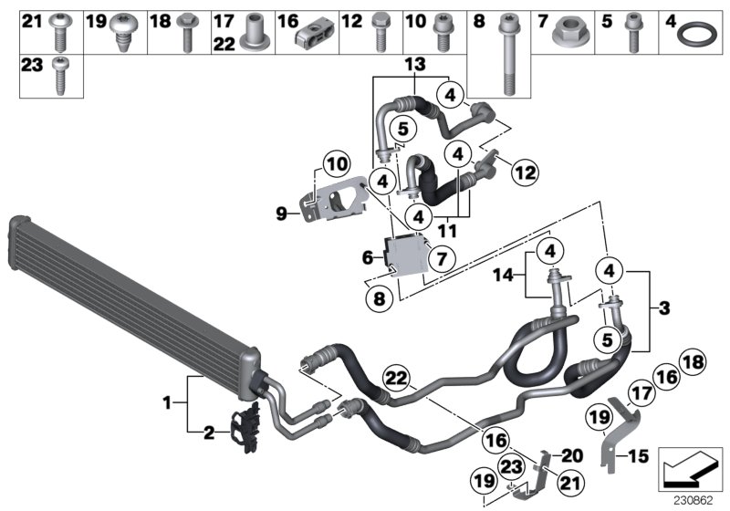 Genuine BMW 17227633778 F12 F07 F06 Oil Cooling Pipe Inlet (Inc. 640iX, 740LiX & 535iX) | ML Performance UK Car Parts