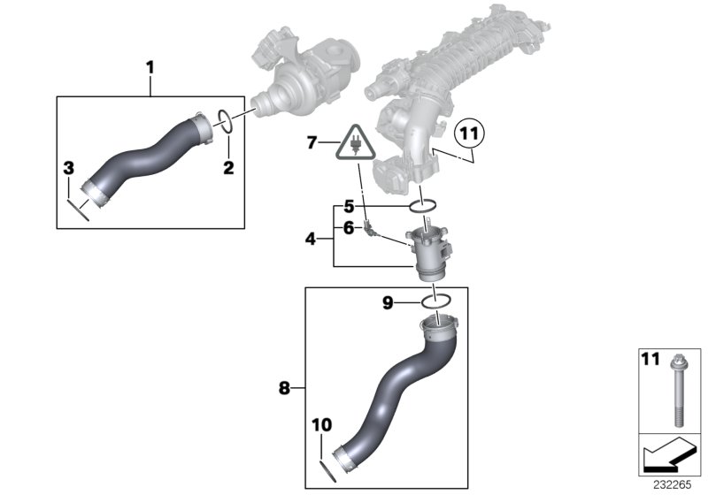 Genuine BMW 11617810615 F11 F07 F10 Charge Air Line (Inc. 525dX, 525d & 518d) | ML Performance UK Car Parts