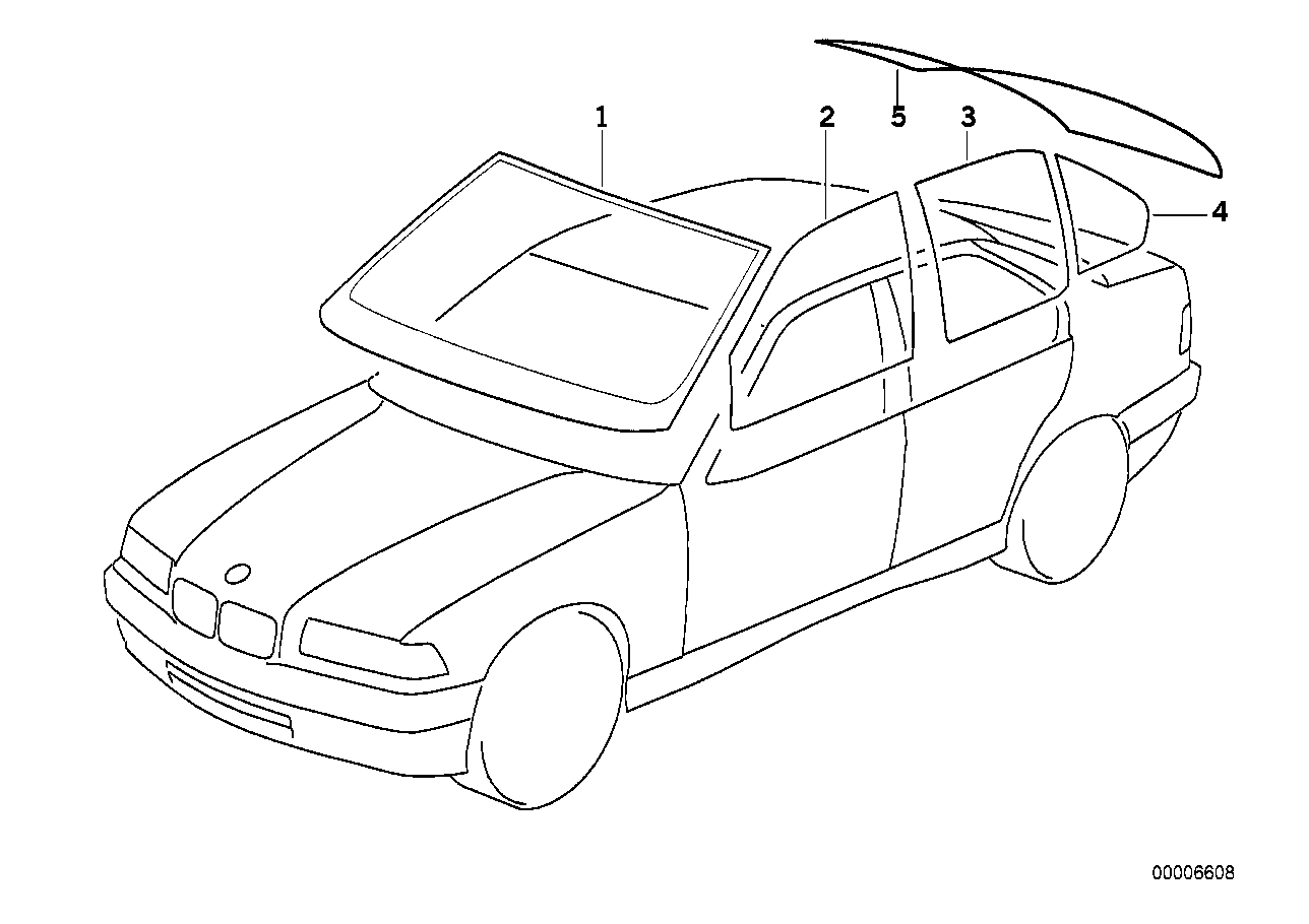 Genuine BMW 51368119078 E36 Side Window Green Right (Inc. 325is, 328i & M3) | ML Performance UK Car Parts