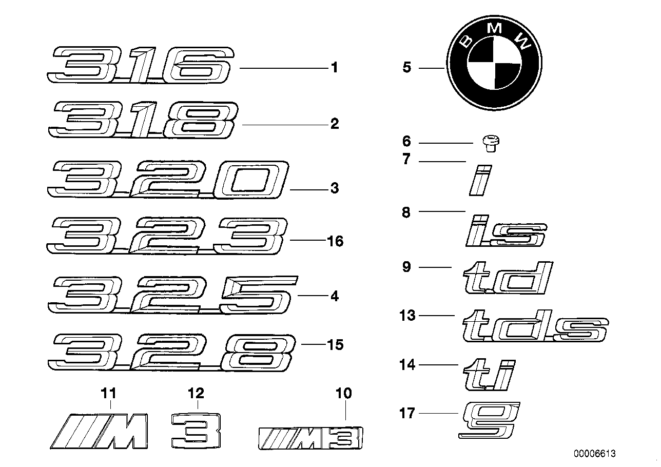 Genuine BMW 51148164928 E36 Badge (Inc. 323i, M3 & 328i) | ML Performance UK Car Parts