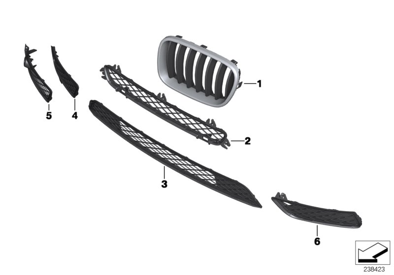 Genuine BMW 51117210470 F25 Closed Grid, Right (Inc. X3) | ML Performance UK Car Parts