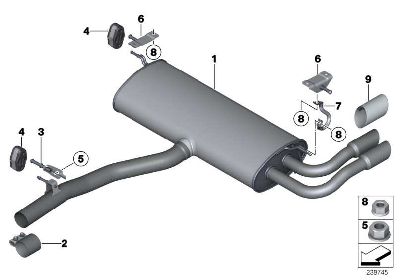 Genuine BMW 18307646018 F25 Rear Muffler With Exhaust Flap (Inc. X3 28iX) | ML Performance UK Car Parts