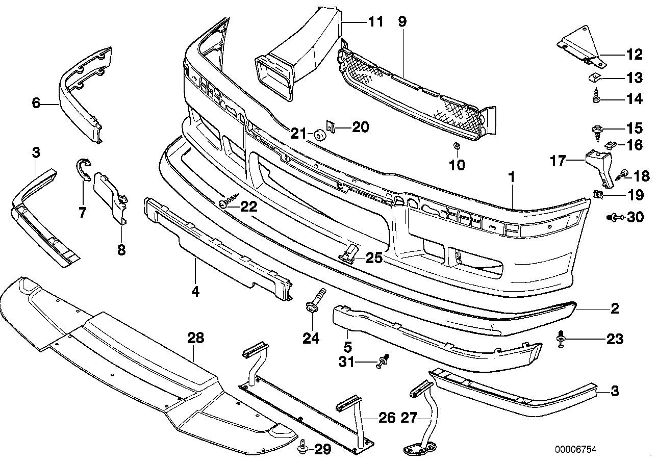 Genuine BMW 51112264370 E36 Trim Panel, Bumper, Front M TECHNIC (Inc. E36 318iS Class 2, M3 & 318is) | ML Performance UK Car Parts