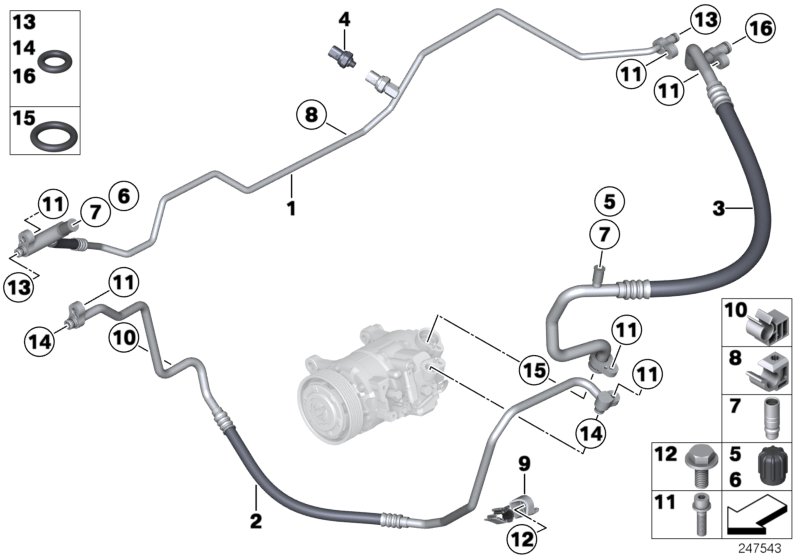 Genuine BMW 64509224833 E89 Pressure Hose,Condenser,Evaporator (Inc. Z4) | ML Performance UK Car Parts