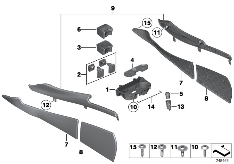 Genuine BMW 51169214818 Set Of Covers, Center Console SCHWARZ (Inc. 535d, 550iX 4.0 & 535dX) | ML Performance UK Car Parts