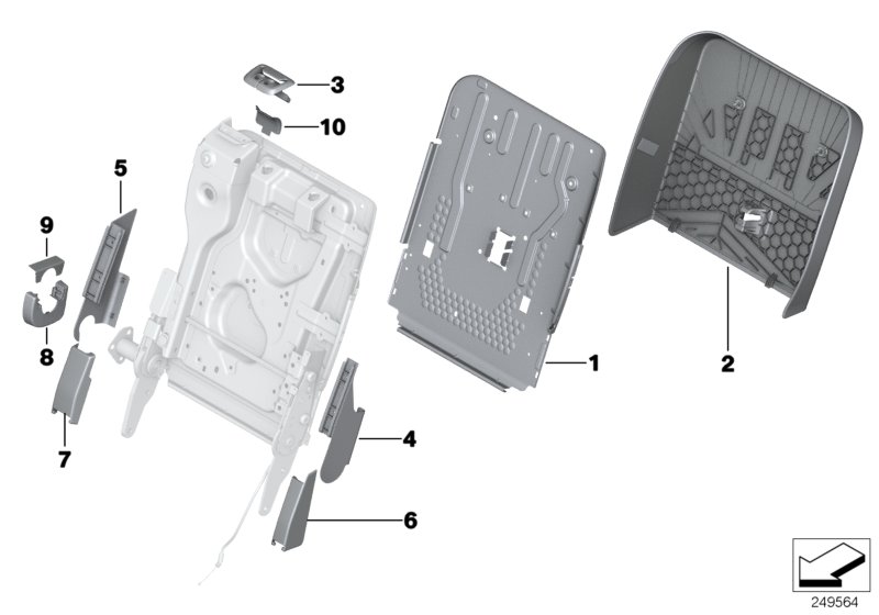 Genuine BMW 52207242422 TriCover, Slider, Outer Right EVERESTGRAU (Inc. 520d, 535d & 550i) | ML Performance UK Car Parts