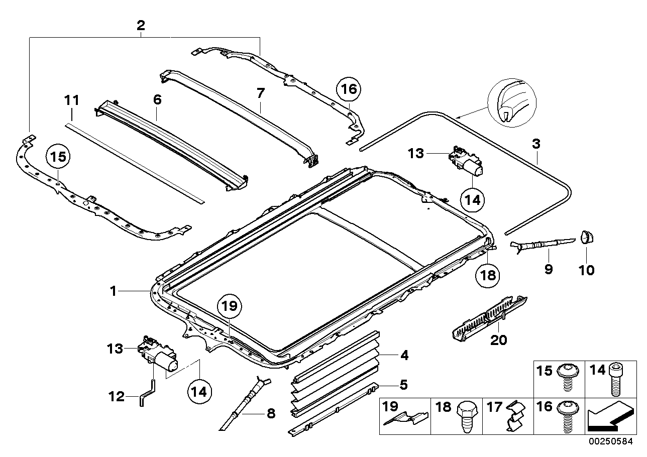 Genuine BMW 54137184905 E53 Frame Panoramic Roof (Inc. X5) | ML Performance UK Car Parts