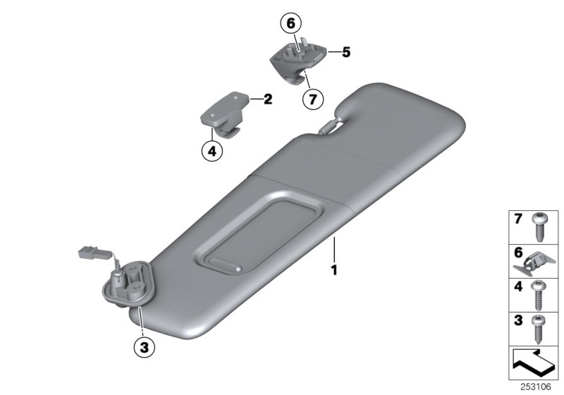 Genuine BMW 51167294697 F12 Sun Visor With Label, Left SCHWARZ (Inc. 650i, 640iX & 640i) | ML Performance UK Car Parts